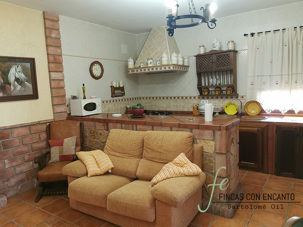 Vista delantera de la cocina junto al sofá