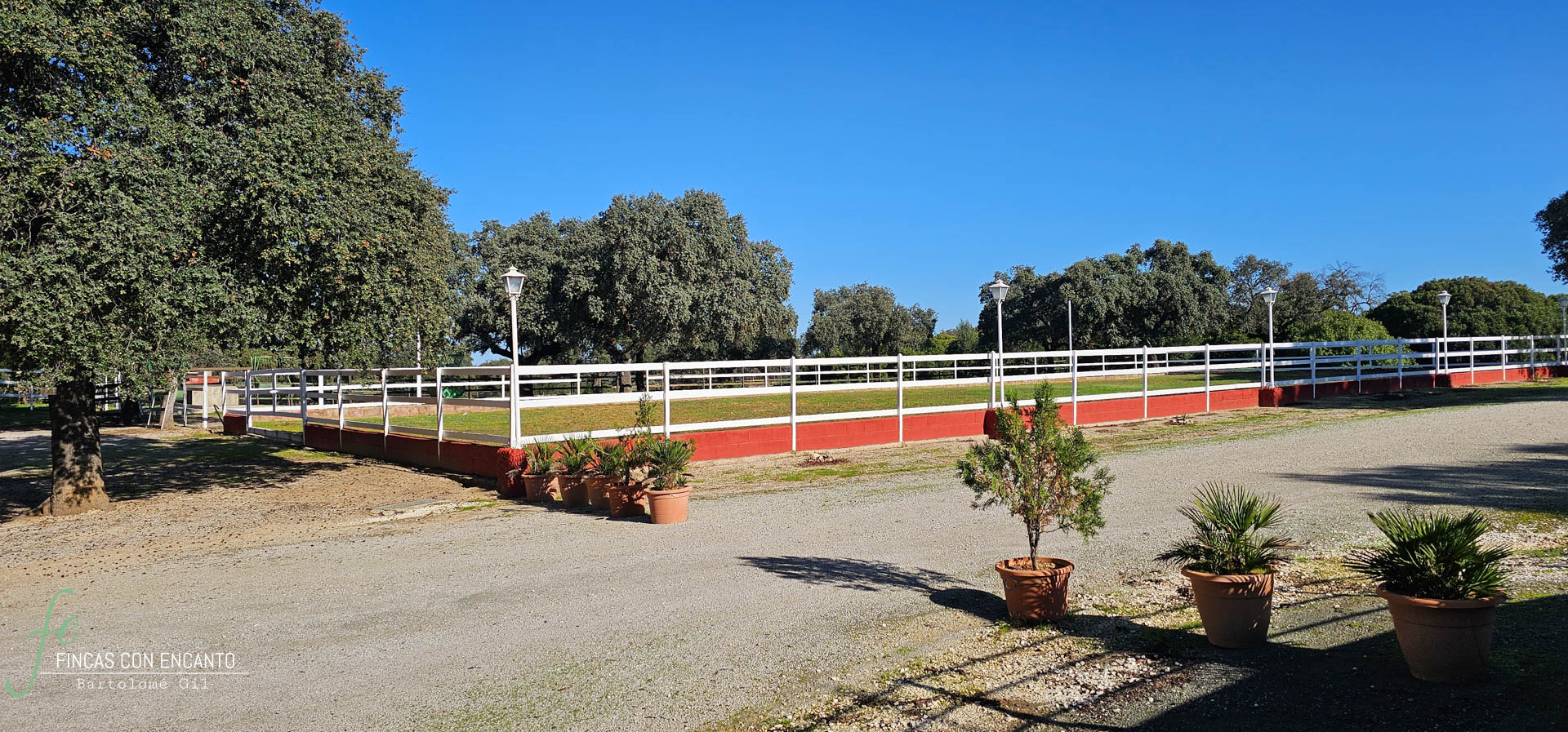 Exterior con camino hacia la zona de caballos y toros