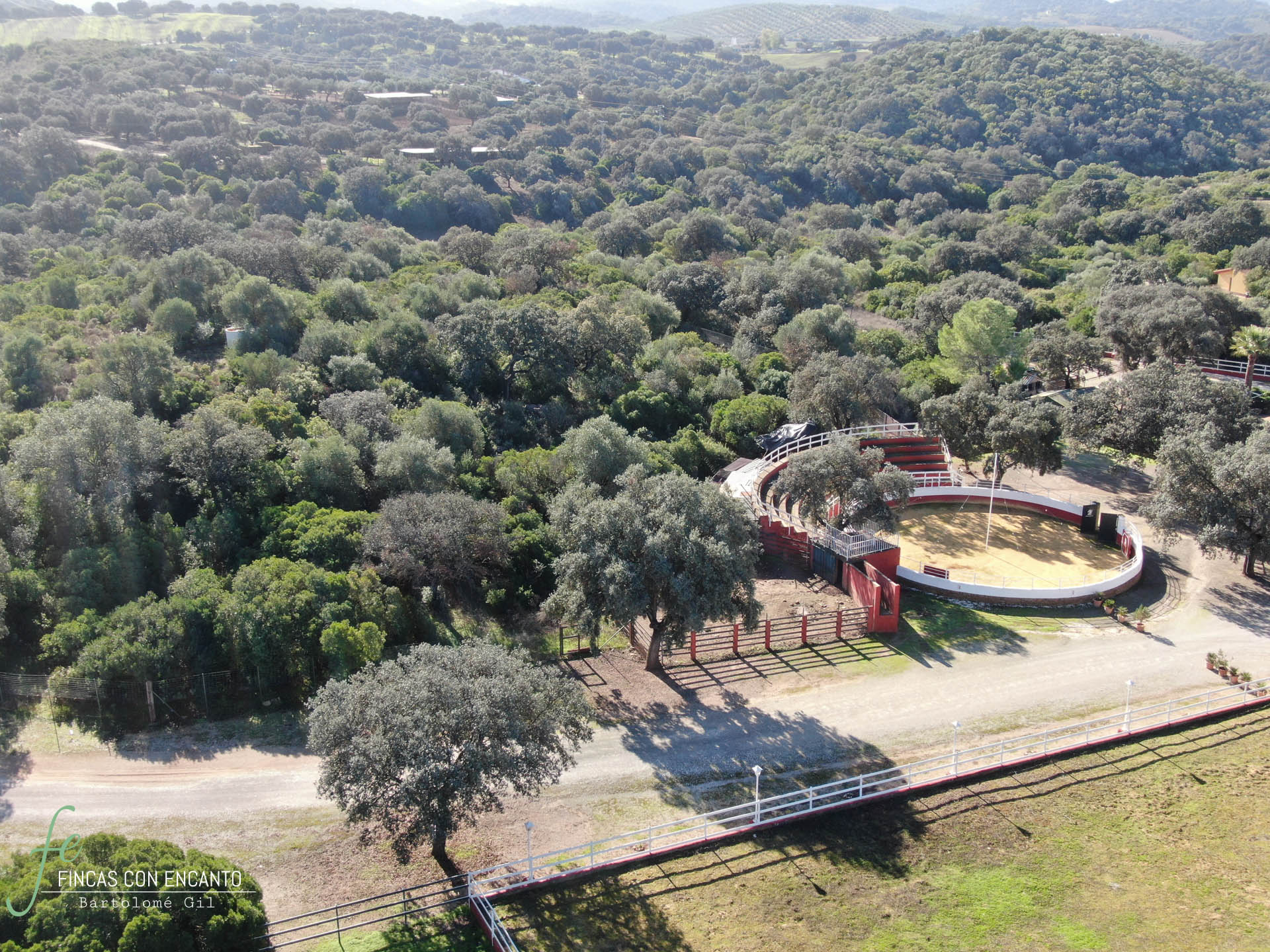 Foto aérea donde se visualiza la plaza de toros