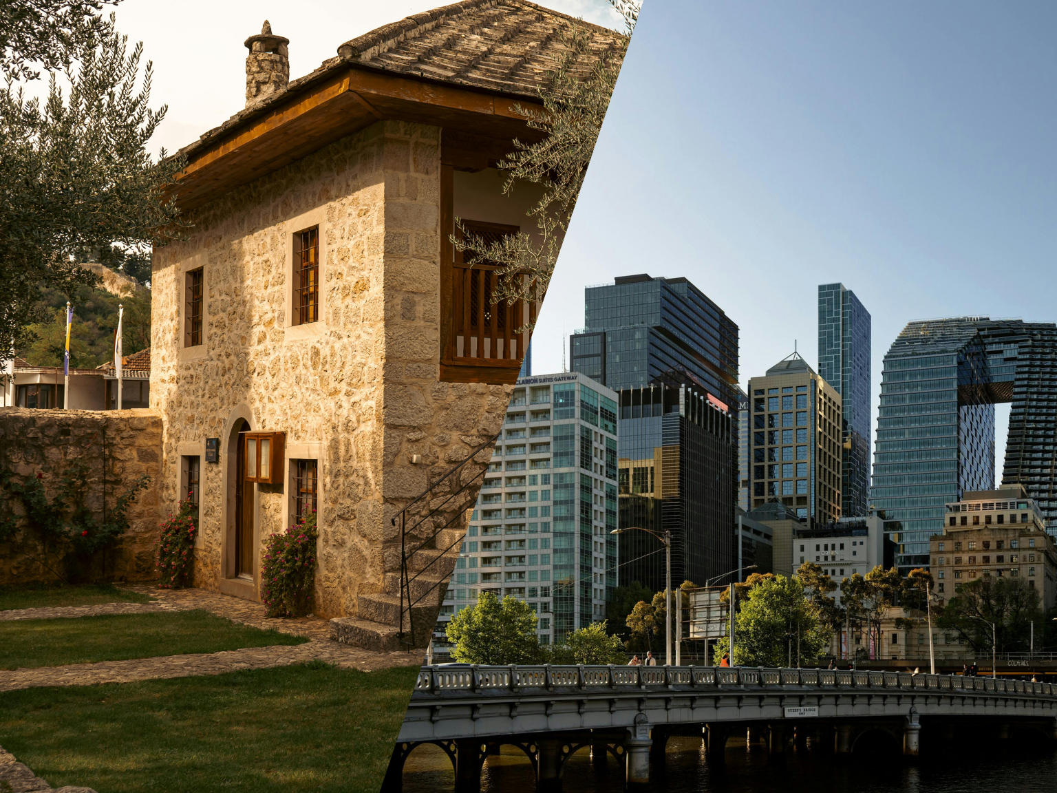 Casa de campo frente a ciudad