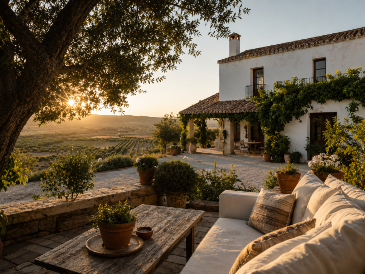 Amanecer en una finca rústica